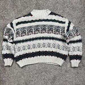 Vintage St Johns Bay Sweater Mens XL Fair Isle USA Made Chunky 90s Cotton blend